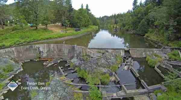 Fielder Dam in Evans Creek. Photo courtesy of Scott Wright, PE, River Design Group