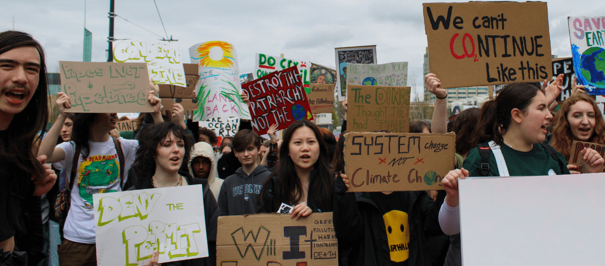 Activists protest from the Portland Youth Climate Strike from September 2023. Photo by PYCS.